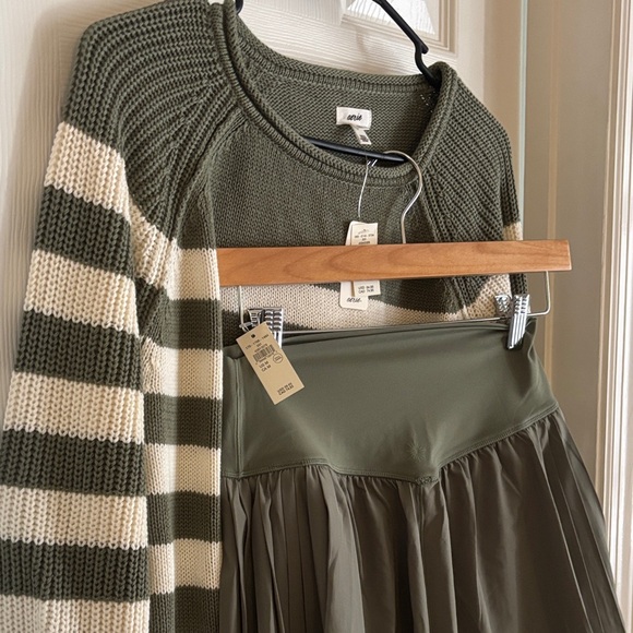 Aerie Olive and Cream Striped Sweater with Skort - Picture 3 of 7